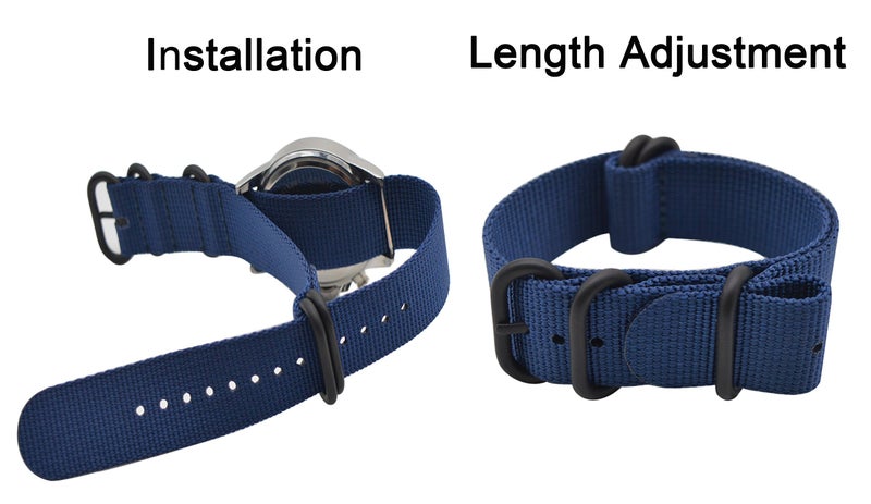 ArtStyle Watch Band with Ballistic Nylon Material Strap and High-End Black Buckle (Matte Finish Buckle) (Blue, 20mm) - Image 5